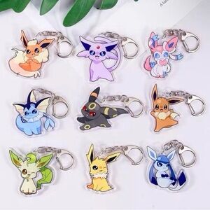 Pokemon Eevee and Eeveelutions Keychains Set (9 Pieces Set)